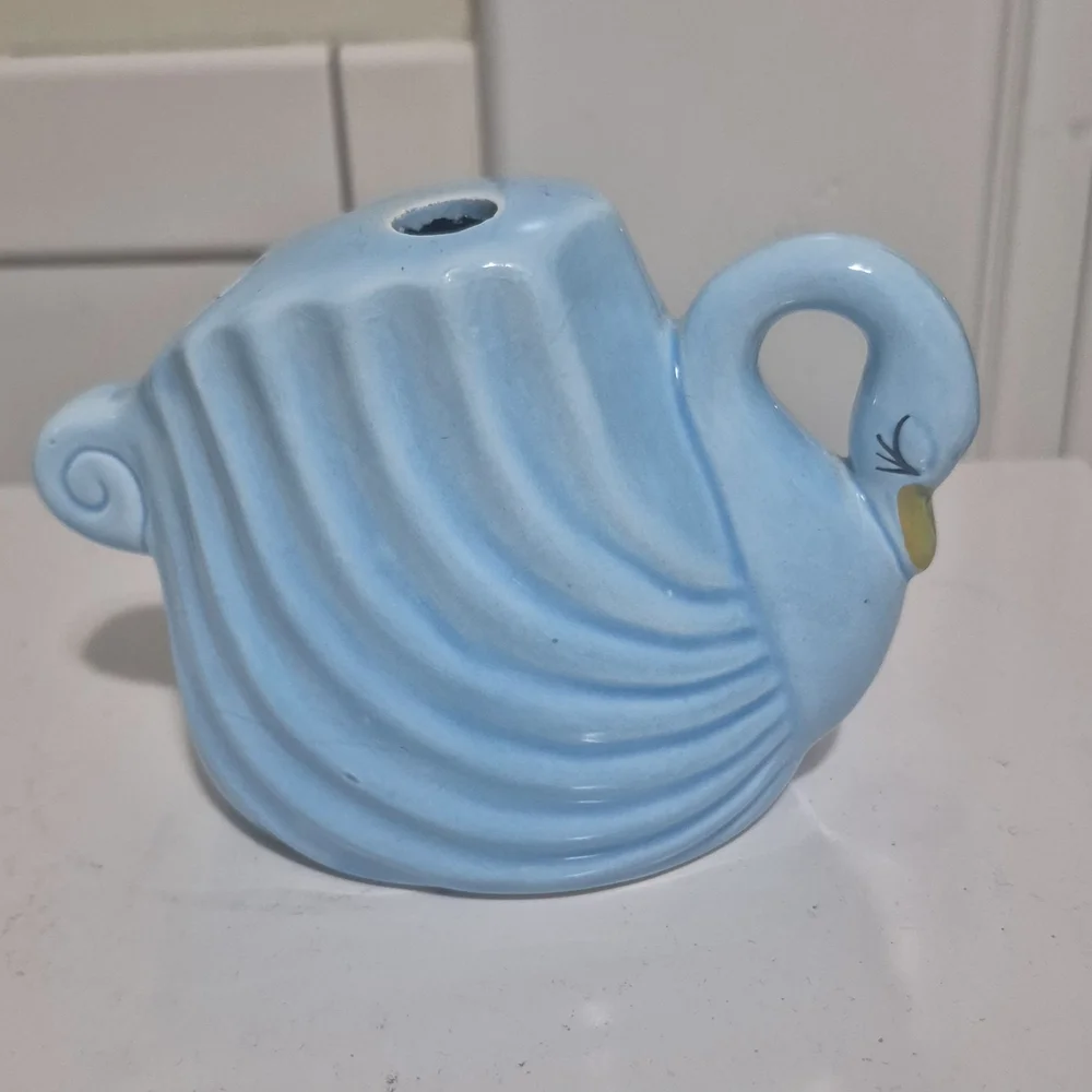 Light Blue Ceramic Swan Planter
